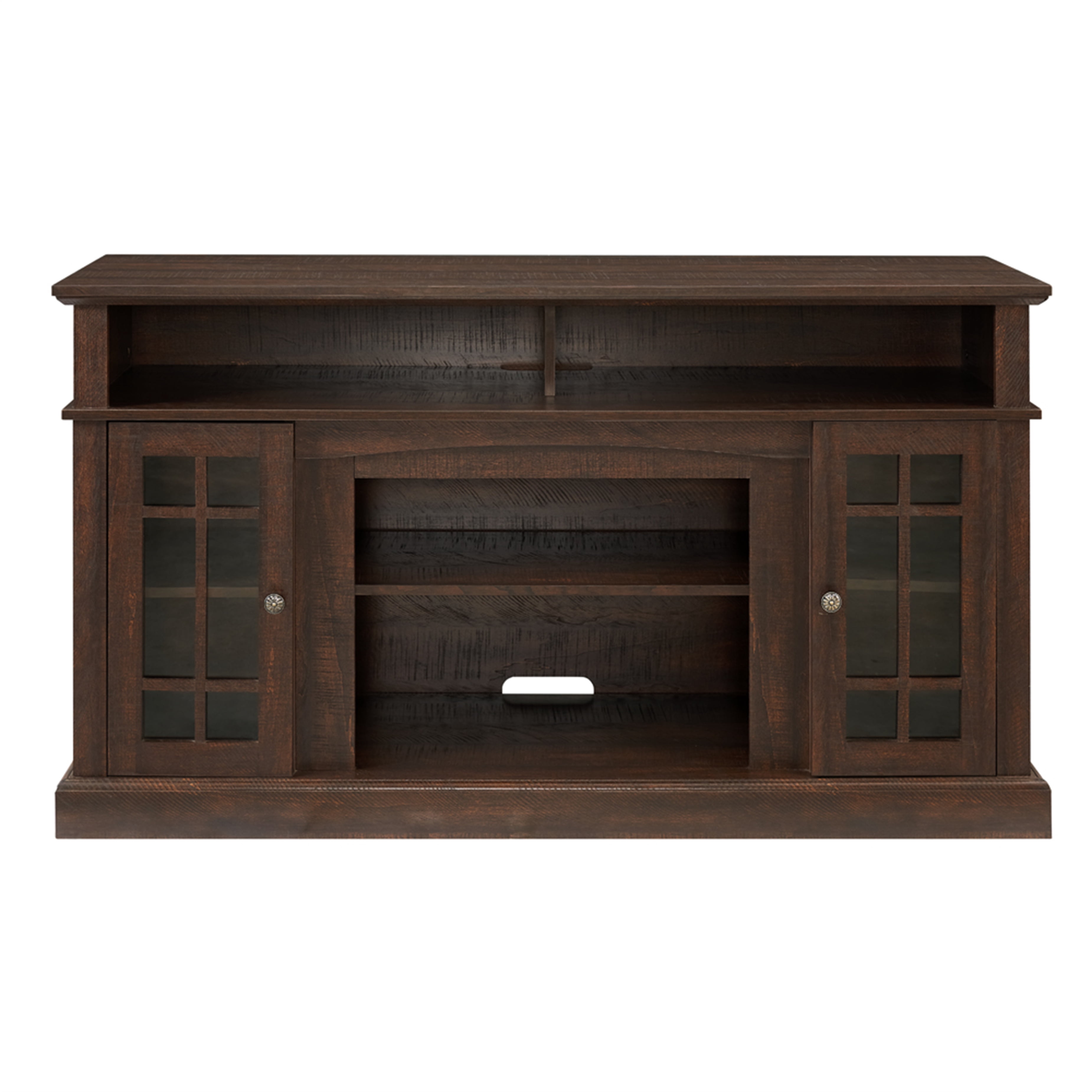 Aukfa TV Stand for TV up to 65", TV Console Table with Storage and Cabinet, 2 Doors, Espresso