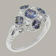 thumbnail image 2 of LBG British Made 14k White Gold Ring with Natural Tanzanite & Diamond Womens Statement Ring - 33 size options - Size 4, 2 of 7