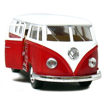 Kinsmart 4 pcs Miniature 1962 Volkswagen Classical Peace Bus DieCast Scale 1:64 