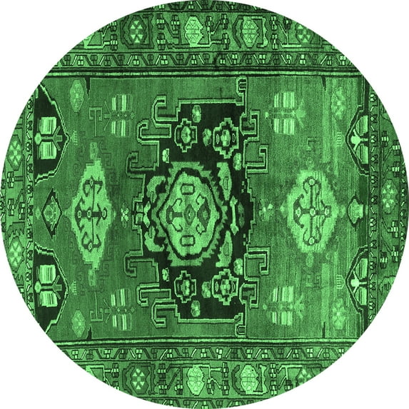 Ahgly Company Indoor Round Persian Emerald Green Traditional Area Rugs, 6' Round