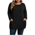 thumbnail image 2 of yillto S-5XL Womens Tops Basic Long Sleeve Blouse Fall Trendy Loose Casual Crew Neck Plus Size Top, 2 of 8
