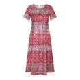 thumbnail image 4 of QJUHUNG Robe Midi à Manches Courtes Imprimée Florale Hawaïenne pour Femmes Robe Fluide avec Poches Tenue de Plage Ample, 4 of 8