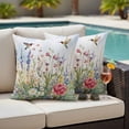thumbnail image 4 of Spring Floral Outdoor Waterproof Pillow Covers, Botanical Blossom Seasonal Wildflower Decorative Square Throw Pillowcase Sofa Cushion Sham for Patio/Couch/Chair, 18"x18" 2 Pack, 4 of 8