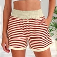 thumbnail image 2 of Womens Loose Striped Shorts Summer Casual Beach Shorts Comfortable Elastic Waist, 2 of 4