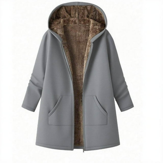 Check Hooded Jacket Women Winter Thickened Lambskin Hooded Warm Fleece