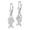 thumbnail image 2 of Finest Gold Sterling Silver Polished 3D Fishbone Leverback Earrings, 2 of 3