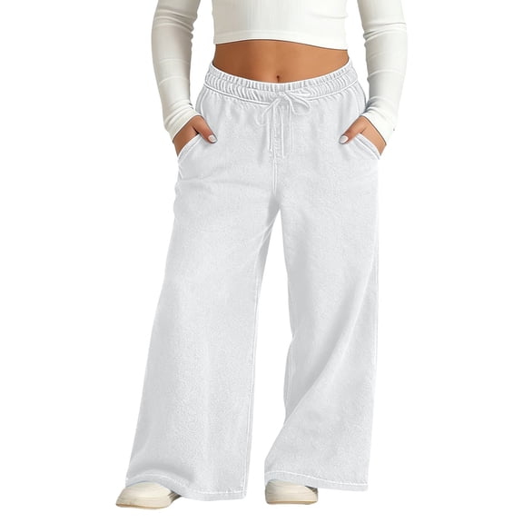 TIREOW Girls Soft Jeans Solid Color Loose Fit Casual Straight Wide Leg Elastic High Waist Drawstring Denim Pants Kids Children Daily Denim Trousers