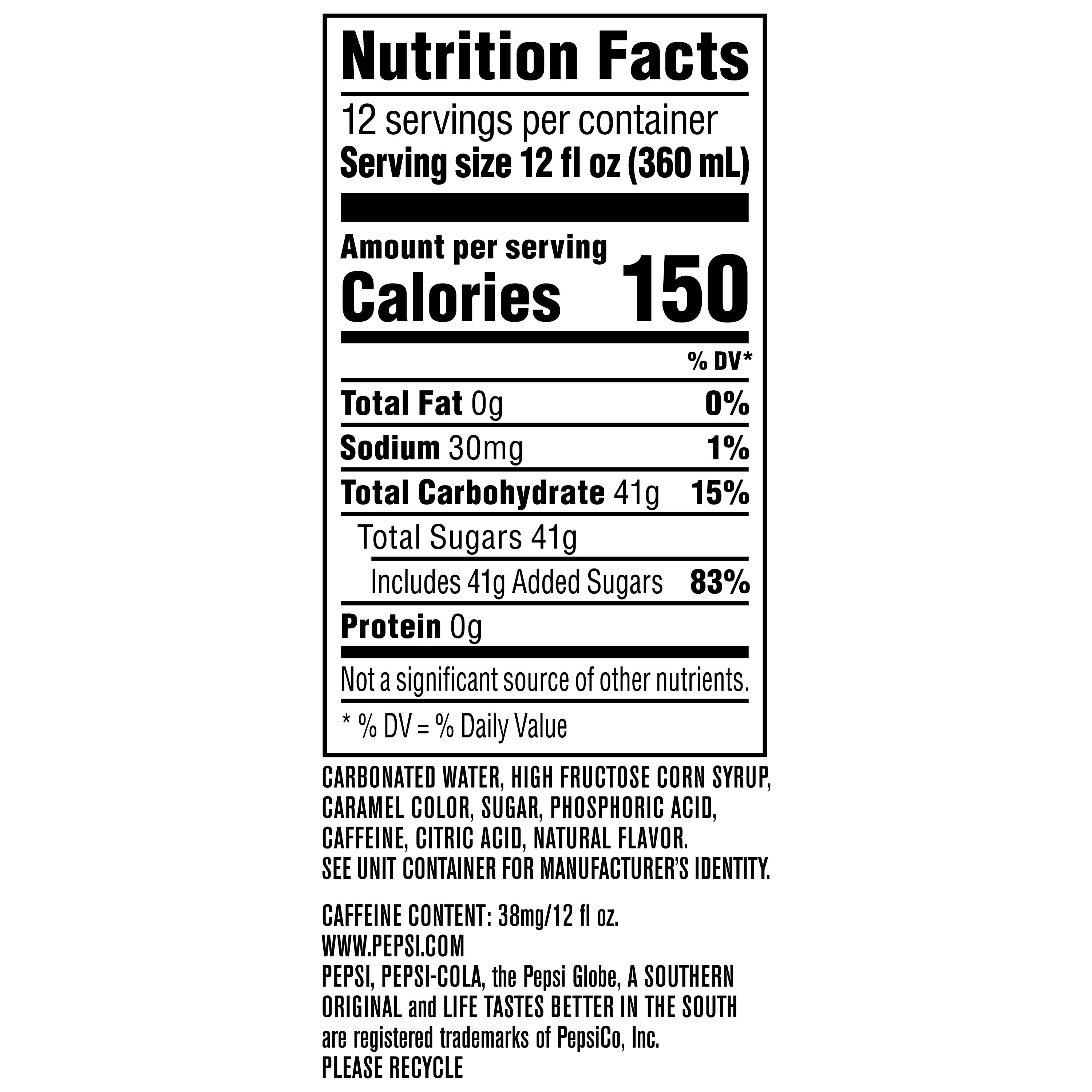 Pepsi Nutrition Facts Blog Dandk