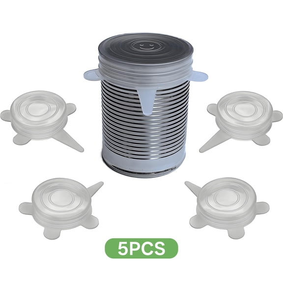 BPPEG 5Pcs Airtight Pet Food Can Lids,Stretch Silicone Can Covers for Dog and Cat Food,Elastic Cat Food Can Lid,Universal Size Fit Standard Size Pet Food Cans