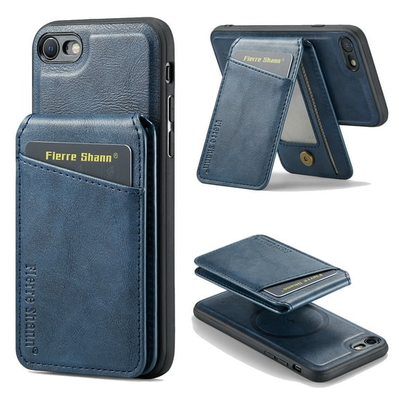for iPhone 7 / 8 / SE 2020 / SE 2022 Wallet Case, Detachable Credit Card Holder [RFID Blocking] [Compatible with MagSafe] Premium PU Leather Kickstand Back Flip Magnetic Clasp Shockproof Case, Blue