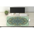 thumbnail image 2 of Ethnic Computer Mouse Pad, Abstract Flower Arrangement Mandala Style Nature Elements Vibrant, Rectangle Non-Slip Rubber Mousepad X-Large, 35" x 15" Gaming Size, Pale Yellow Turquoise, by Ambesonne, 2 of 2
