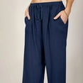 thumbnail image 4 of Women's Casual Pants Elastic High Waist Drawstring Wide Leg Palazzo Yoga Trousers for Versatile Comfort, 4 of 9