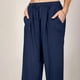 thumbnail image 2 of Pantalones anchos de lino con cintura alta y cordón para mujer: pantalones elásticos tipo palazzo para yoga, ideales para llevar con ropa informal, 2 of 7
