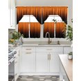 thumbnail image 4 of Burnt Orange Black Ombre Swag Kitchen Curtains Sets for Windows 24 Inch Length, Modern Abstract Striped Gradient Short Window Curtain Panels Swags Valances and Tiers 3 Piece Set for Cafe/Dining Room, 4 of 5