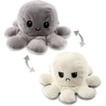 thumbnail image 1 of Pulpo de peluche reversible, peluche reversible con estado de ánimo, lindos juguetes de peluche de pulpo reversible, suave peluche de pulpo reversible (blanco y gris), 1 of 5