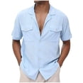thumbnail image 6 of Purcolt Mens Cotton Linen Button Down Shirts Breathable Short Sleeves Loose Fit Beach Shirt Lightweight Summer Casual Tops With Chest Pockets, 6 of 9