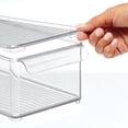 thumbnail image 6 of mDesign Slim Plastic Kitchen Fridge + Freezer Bin, Lid and Handle, 2 Pack- Clear, 6 of 9
