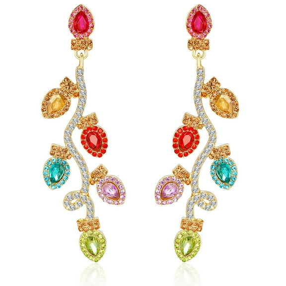 APSVO Christmas Earrings for Women Christmas Light Bulb Jingle Bell Women CZ Crystal Dangle Drop Earrings Christmas Xmas New Year Party Earrings Set Winter Holiday Christmas Jewelry Gift