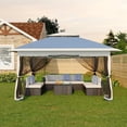 thumbnail image 1 of Abri de Jardin Pliante 13 X 13 Pi, Imperméable et Résistante aux UV, avec Moustiquaire, 3 Hauteurs Réglables, Installation en une Pression et 4 Sacs de Sable pour Cour Arrière, Jardin, Patio, Bleu, 1 of 9