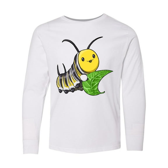 Inktastic Monarch butterfly caterpillar- cute baby insect Long Sleeve Youth T-Shirt