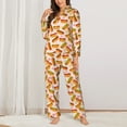 thumbnail image 2 of Yiaed Hot Dog In Heart Print Pajamas Women's Long Sleeve Sleepwear Soft Button Down Loungewear Pjs Lounge Set Nightwear Womens Pajama Pants-, 2 of 7