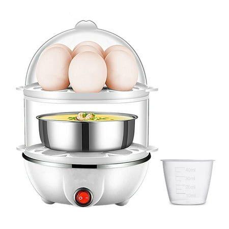 

HZEWLS Mini Egg Poacher Boiler 2-Layer Electric Egg Steamer Cooker Kitchen Tool US Plug (White)