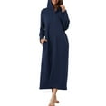 thumbnail image 2 of INSPIRE CHIC Women's Zip Up Nightgowns Long House Robe Long Sleeve Hooded Sweatshirt Loungewear with Pockets XL Navy Blue, 2 of 6