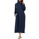 thumbnail image 2 of INSPIRE CHIC Bata de Noche con Cremallera para Mujeres, Bata Larga de Manga Larga con Capucha, Ropa de Casa con Bolsillos, S Azul Marino, 2 of 6