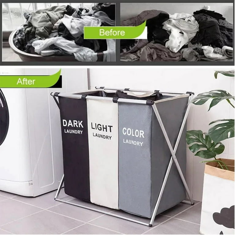 春早割 Large 135L Three-Handle Collapsible Laundry Sorter Hamper ランドリー収納