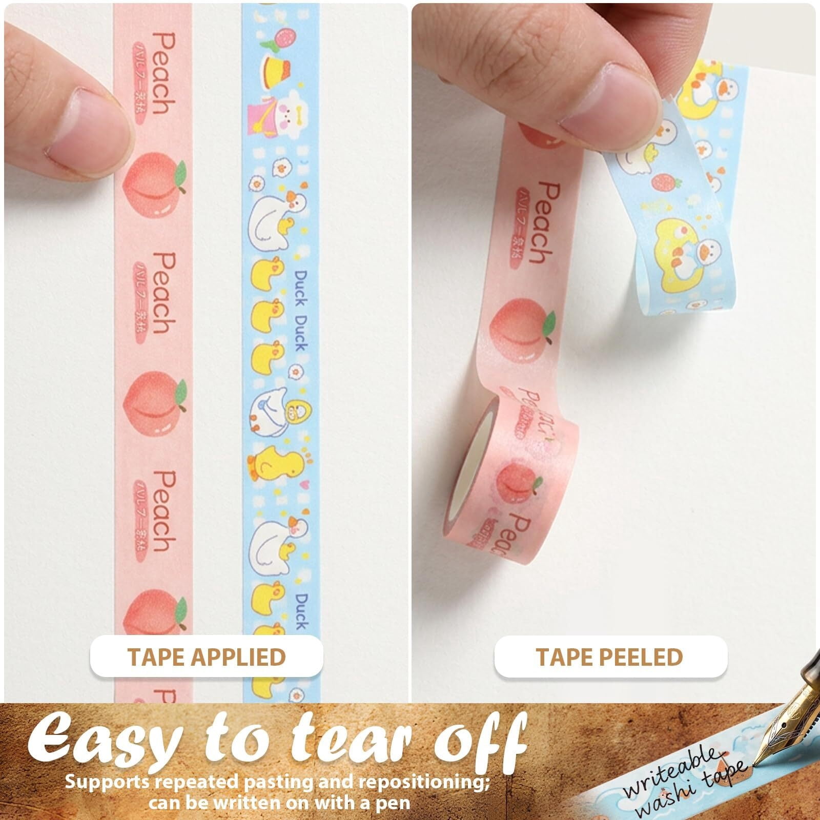 120 Rolls Washi Tape Set, Aesthetic Decorative Masking Tape for Journaling Supplies, Scrapbooking Kit, DIY Arts & Crafts - Floral, Fruit, Geometric Patterns for Bullet Journal & Gift Wrapping