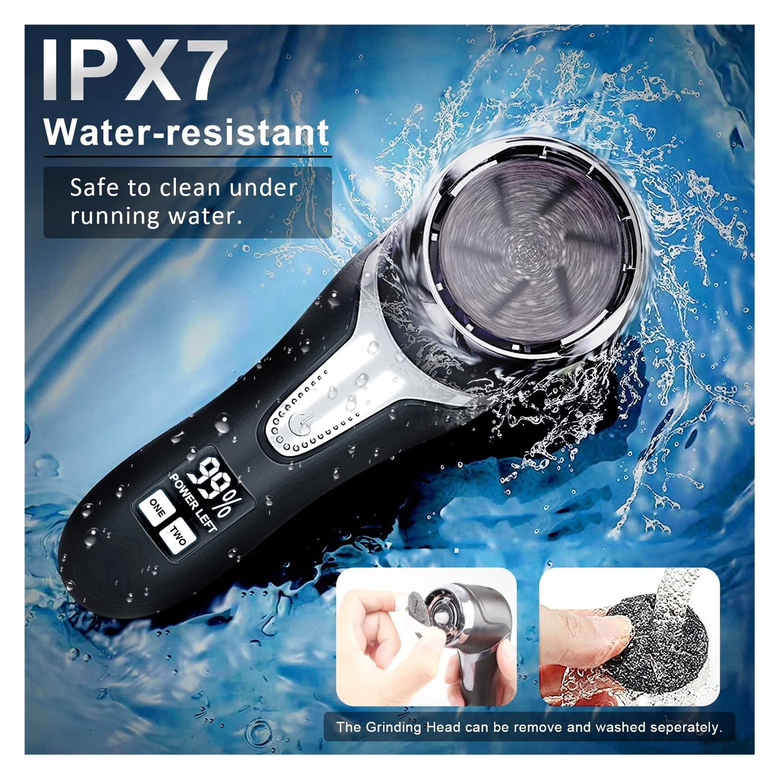 Electric Callus Remover for Feet (with Dander Vacuum), Portable Pedicure Kit Foot File Callus Remover, Rechargeable Waterproof Foot File for Foot Care Deadskin Remover with 9Head&LCD Display