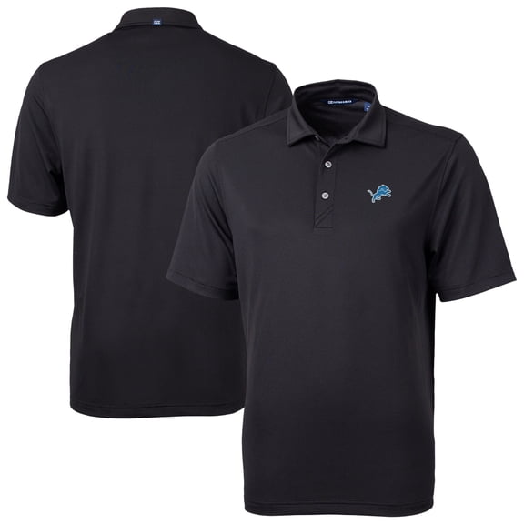 Men's Cutter & Buck Black Detroit Lions  Virtue Eco Pique Tile Print Recycled Polo