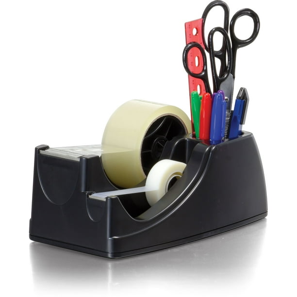 Dispensador de cinta adhesiva Officemate Heavy Duty, 2 en 1, color negro