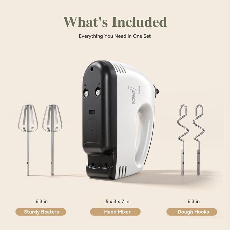 トナー TINANA Hand Mixer Electric, 7 Speed Handheld Cake Mixer, Stainless