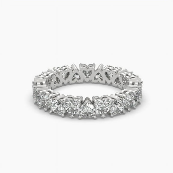 18k North South Heart Shaped Moissanite Eternity Ring