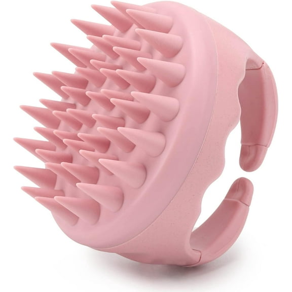 Scalp Massager Shampoo Brush Hair Scrubber Scalp Brush Silicone Scalp Exfoliator Hair Wash Tool for All Hair Types of Women, Men, Kids, Pets - Pink