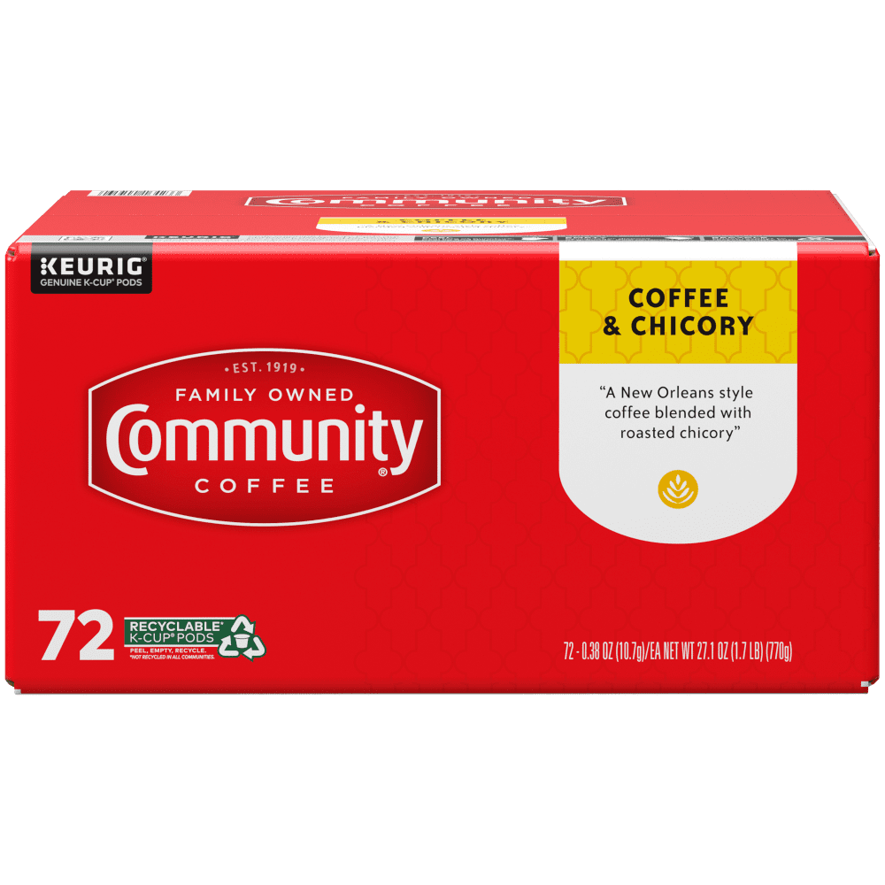 Community Coffee Coffee and Chicory Pods for Keurig K-cups 72 Count
