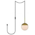 thumbnail image 1 of Living District LDPG6030BR Eclipse 1 Light Brass Plug-In Pendant with Frosted White Glass, 1 of 6