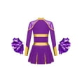 thumbnail image 2 of iiniim Kids Girls Rhinestones Long Sleeve Cheerleading Dress with Pom Pom Cheer Leader Dancewear Purple 14, 2 of 7