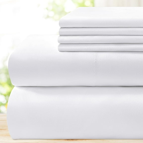 King Size Sheets Set White, Super Soft Cooling Bed Sheets with Deep Pockets for Hotel Luxury, 1800 Thread Count 100% Microfiber, Wrinkle Fade Resistant, White