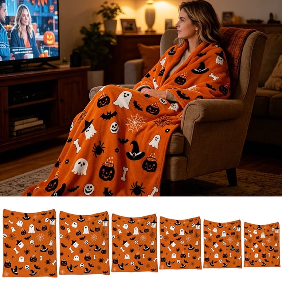 Halloween Blanket Soft Flannel Throw Blanket Halloween Decorations Cozy Warm Decorative Fleece Blanket for Couch Sofa Bedroom Office All Season Fall Decor by Dmuso
