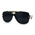 thumbnail image 5 of Classic 80s Rapper Mid Temple Flat Top Bridge Thick Plastic Racer Sunglasses Black Gold - Black, 5 of 8