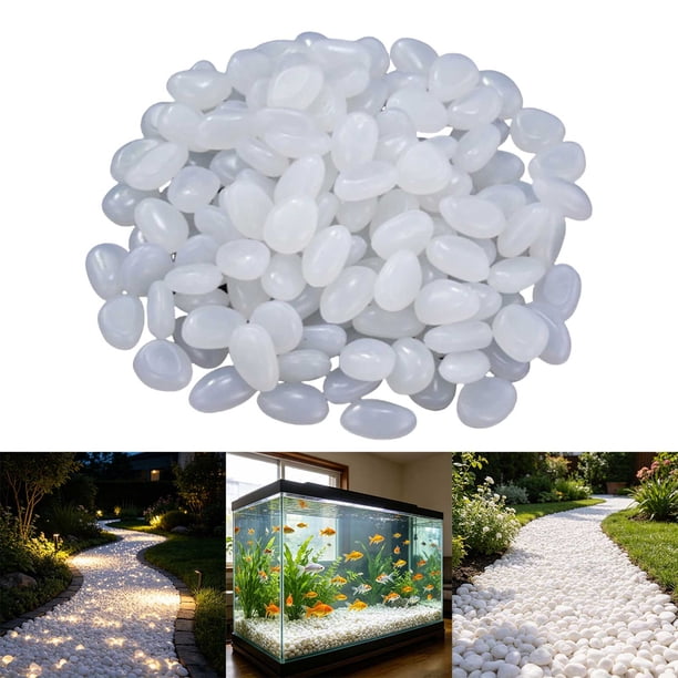 Piedras Luminosas para Decoración de Jardín y Acuario, Guijarros que Brillan en la Oscuridad, Resina Natural, Uso Interior y Exterior, 150 Piezas