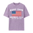 thumbnail image 3 of Kixjoy 250 Anniversary Usa Shirt Men 4th Of July Big and Tall Short Sleeve T Shirt Acid Wash Casual Crewneck Patriotic Graphic Tees, Purple 3XL, 3 of 4
