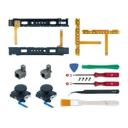 Mcbazel 18 in 1 Replacement Repair Kit for NS Joy-Con with Screwdrivers Opening Tool, 3D Left Right Analog Joysticks, Buckle Lock, Charging Port Slider, Button Sync Flex Cable Set