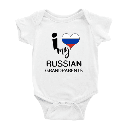 

I Heart My Russian Grandparents Russia Love Flag Baby One-Pieces Baby Bodysuit (White 12-18 Months)