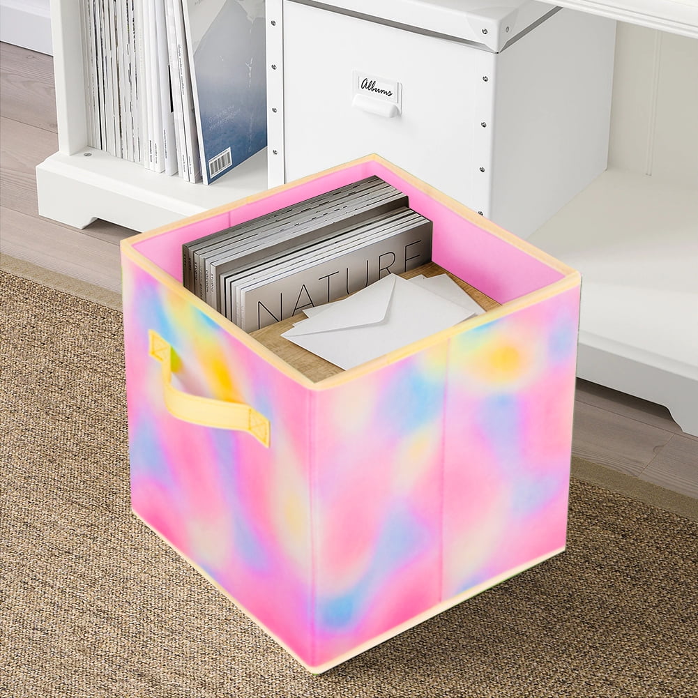 YOYTOO Collapsible Fabric Cube Storage Bins (10.5" x 10.5"), 6 Pack Cube Organizer Basket Bins, Multicolor