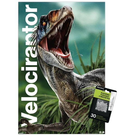 Jurassic World: Rebirth (2025) - Velociraptor Wall Poster with Push Pins, 14.725" x 22.375"
