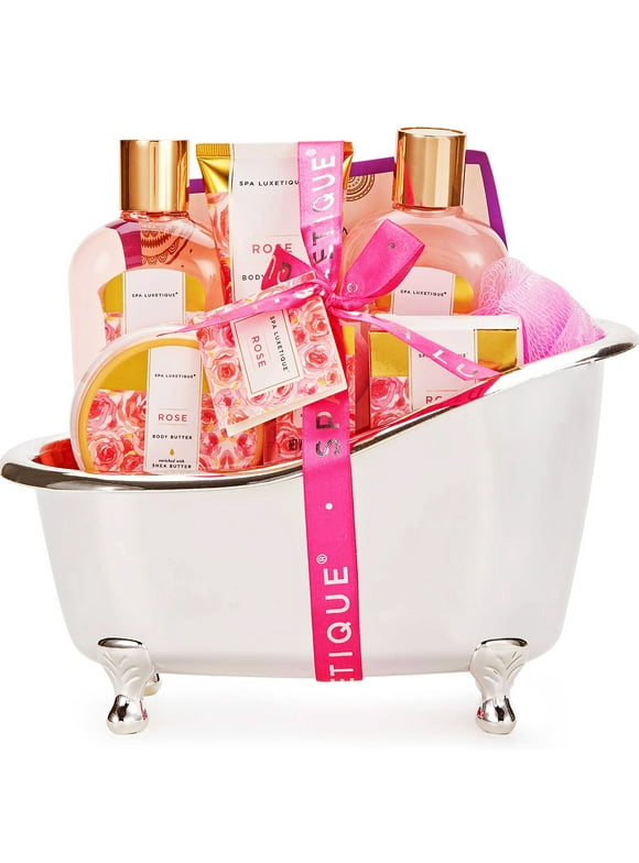 Spa Gift Baskets for Women - 9 Pcs Rose Bath Gift Kits, Birthday Holiday Beauty Body Care Gift Sets for Her, Mothers Day Gifts for Mom