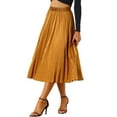thumbnail image 4 of INSPIRE CHIC Women's Skirts Metallic Elastic Waist Midi Pleated Party Skirt S Orange, 4 of 6